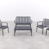 Stripe stoel-bank loungeset antraciet 4-delig