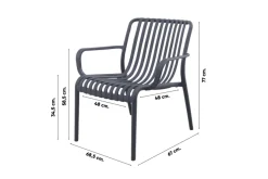Stripe stoel-bank loungeset antraciet 4-delig