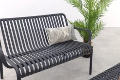 Stripe stoel-bank loungeset antraciet 4-delig