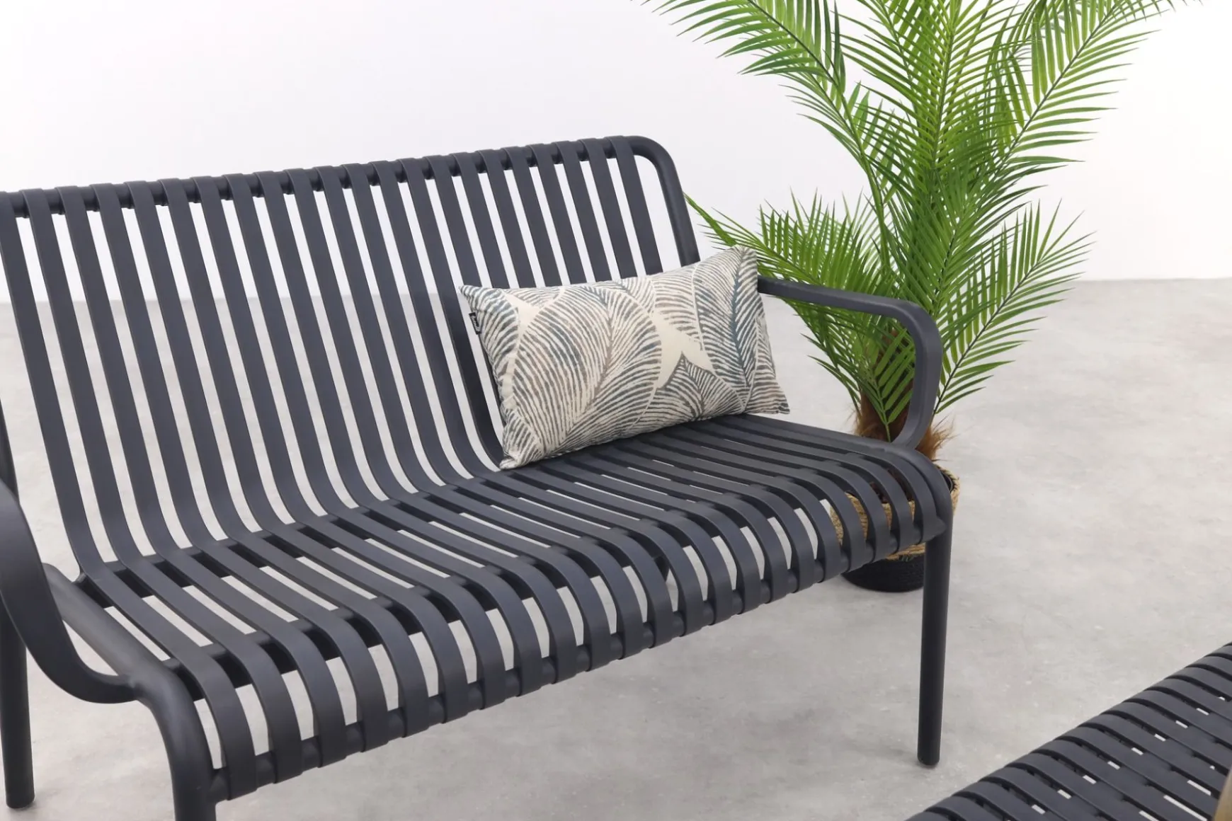 Stripe stoel-bank loungeset antraciet 4-delig