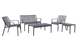 Stripe stoel-bank loungeset antraciet 4-delig