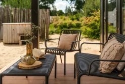 Stripe stoel-bank loungeset antraciet 4-delig