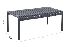 Stripe stoel-bank loungeset antraciet 4-delig