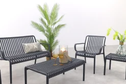 Stripe stoel-bank loungeset antraciet 4-delig