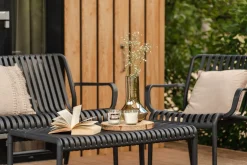 Stripe stoel-bank loungeset antraciet 4-delig