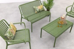 Stripe stoel-bank loungeset mosgroen 4-delig