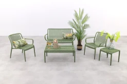 Stripe stoel-bank loungeset mosgroen 4-delig