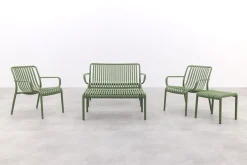 Stripe stoel-bank loungeset mosgroen 4-delig