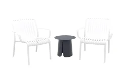 Stripe/Velora loungestoelen set (3-delig) - Wit/Royal grey