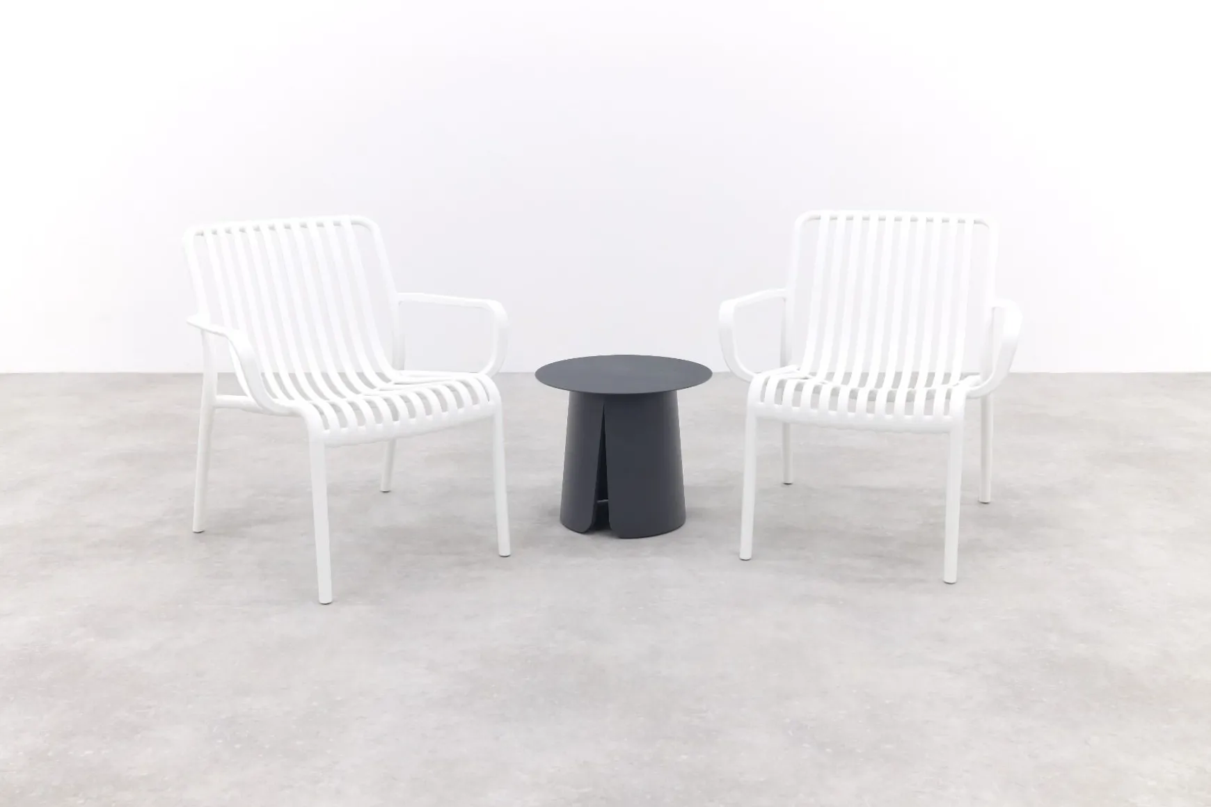 Stripe/Velora loungestoelen set (3-delig) - Wit/Royal grey