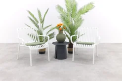 Stripe/Velora loungestoelen set (3-delig) - Wit/Royal grey