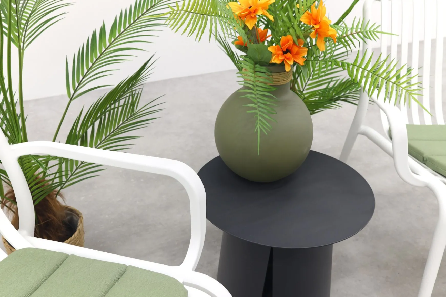 Stripe/Velora loungestoelen set (3-delig) - Wit/Royal grey