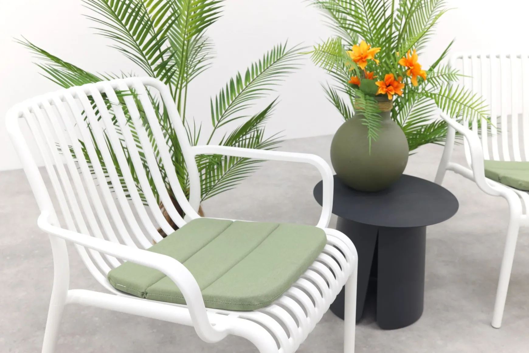 Stripe/Velora loungestoelen set (3-delig) - Wit/Royal grey