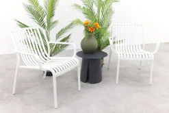 Stripe/Velora loungestoelen set (3-delig) - Wit/Royal grey