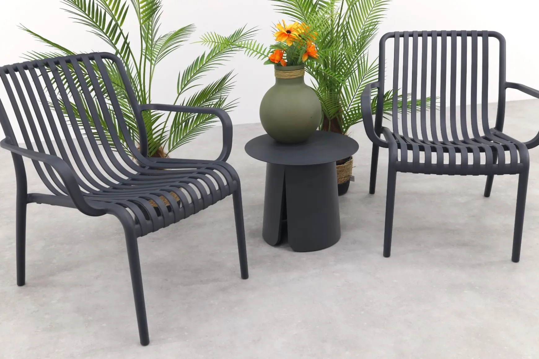 Stripe/Velora loungestoelen set (3-delig) - Antraciet/Royal Grey