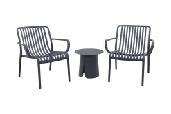 Stripe/Velora loungestoelen set (3-delig) - Antraciet/Royal Grey