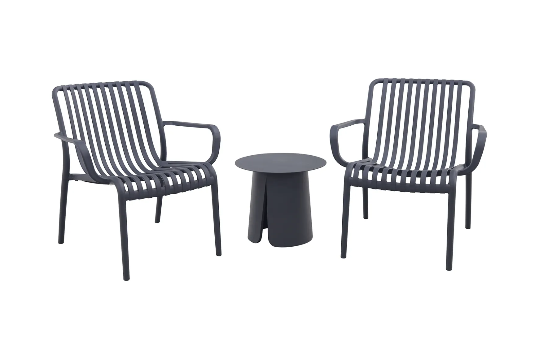 Stripe/Velora loungestoelen set (3-delig) - Antraciet/Royal Grey
