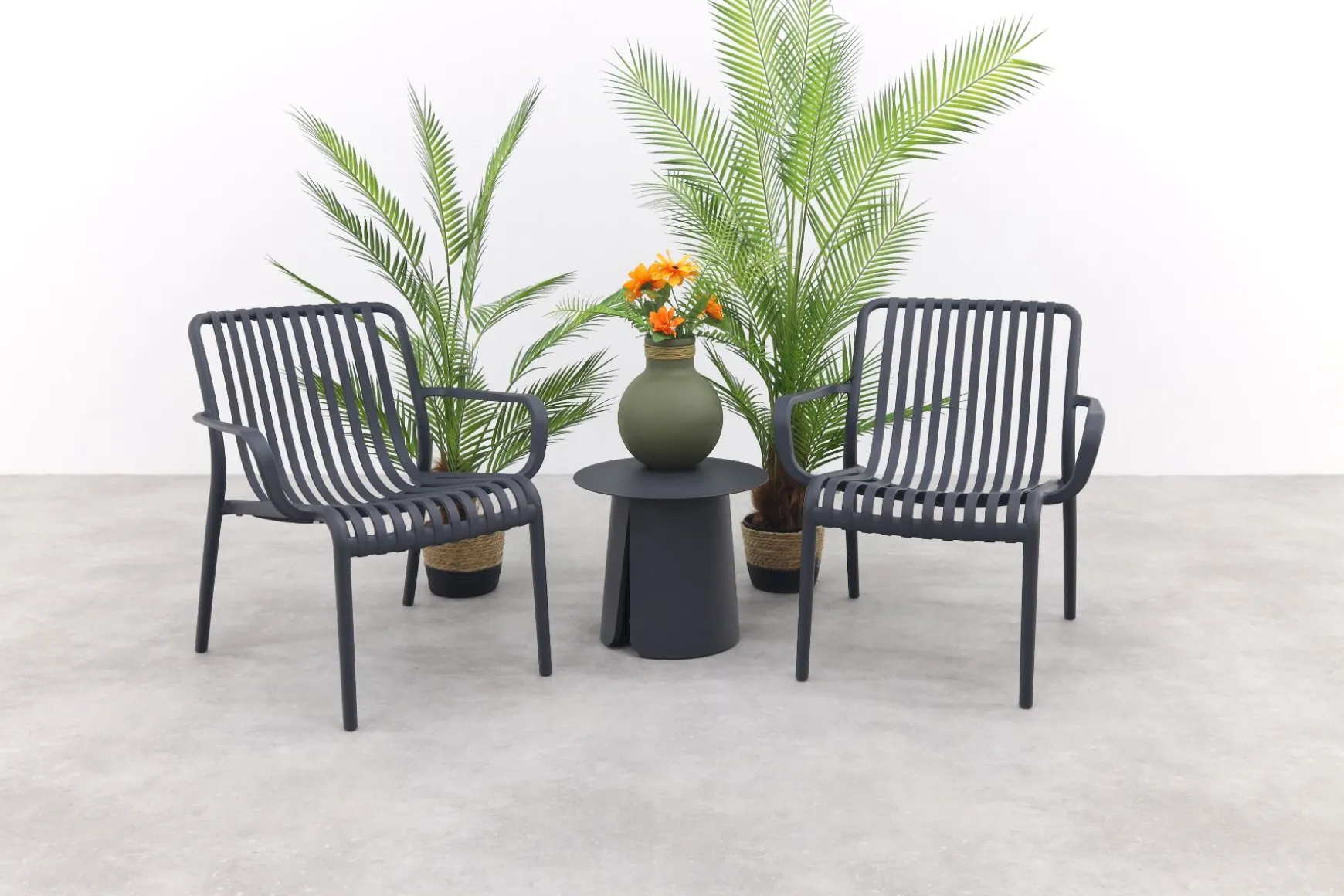 Stripe/Velora loungestoelen set (3-delig) - Antraciet/Royal Grey