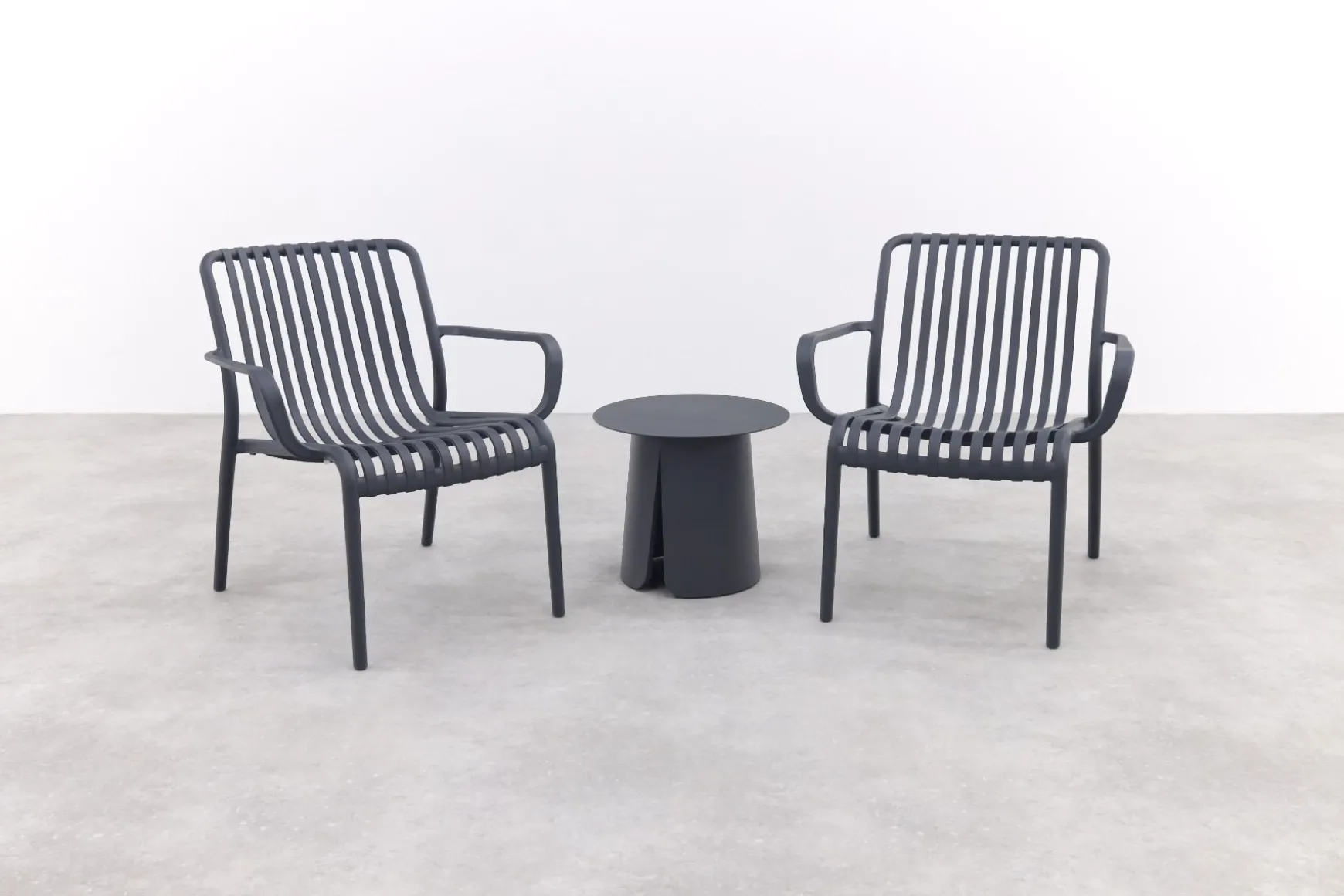 Stripe/Velora loungestoelen set (3-delig) - Antraciet/Royal Grey