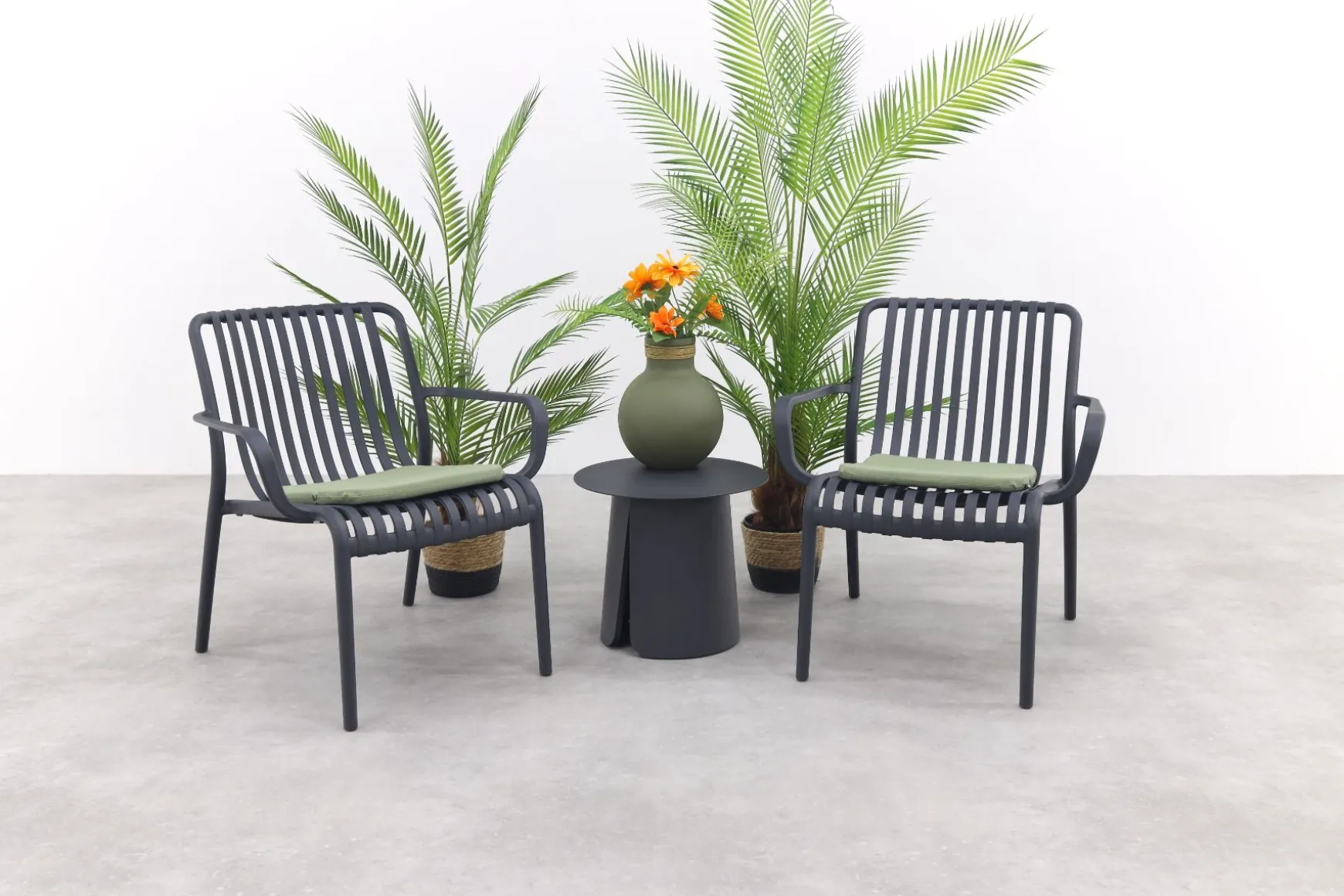 Stripe/Velora loungestoelen set (3-delig) - Antraciet/Royal Grey