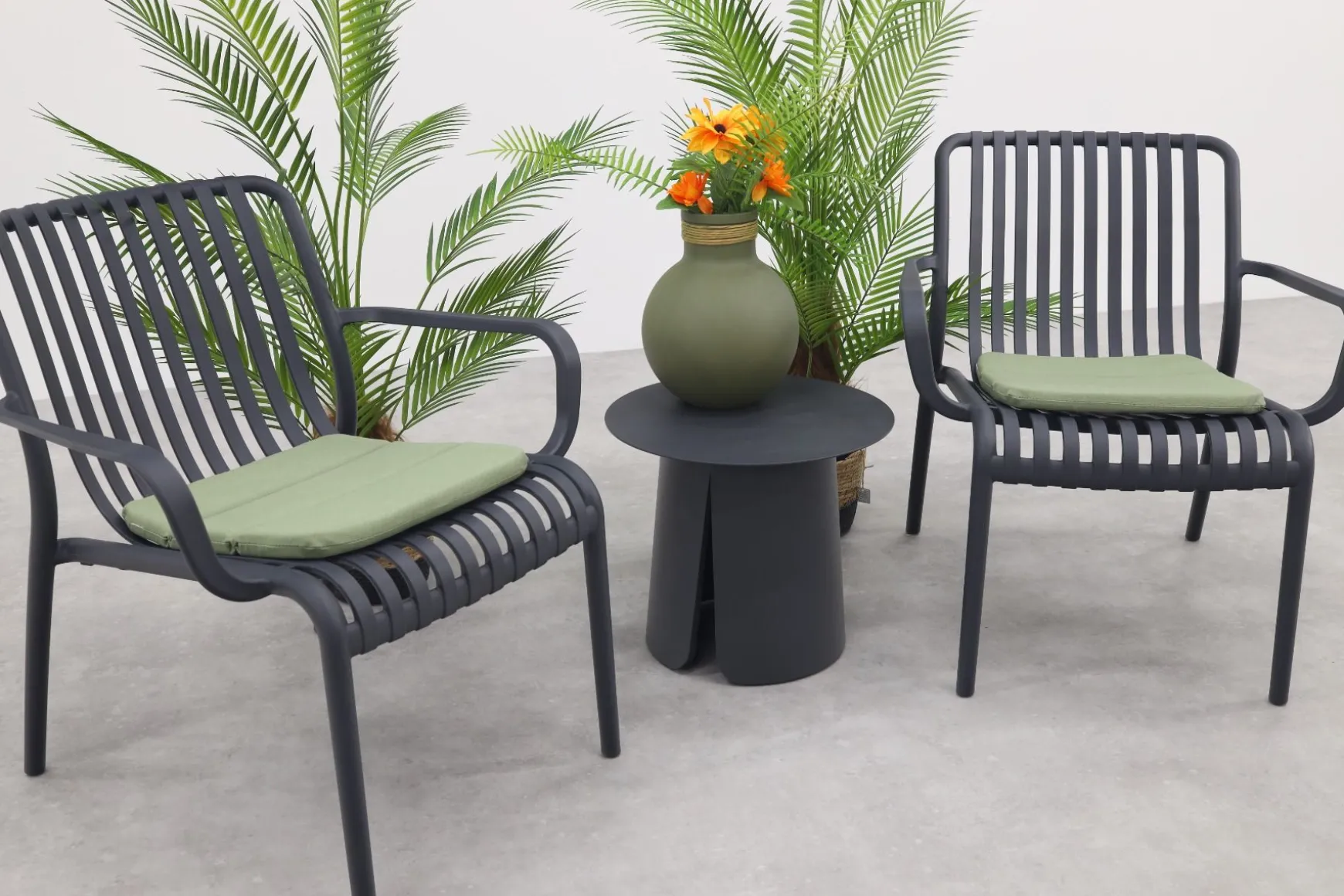 Stripe/Velora loungestoelen set (3-delig) - Antraciet/Royal Grey