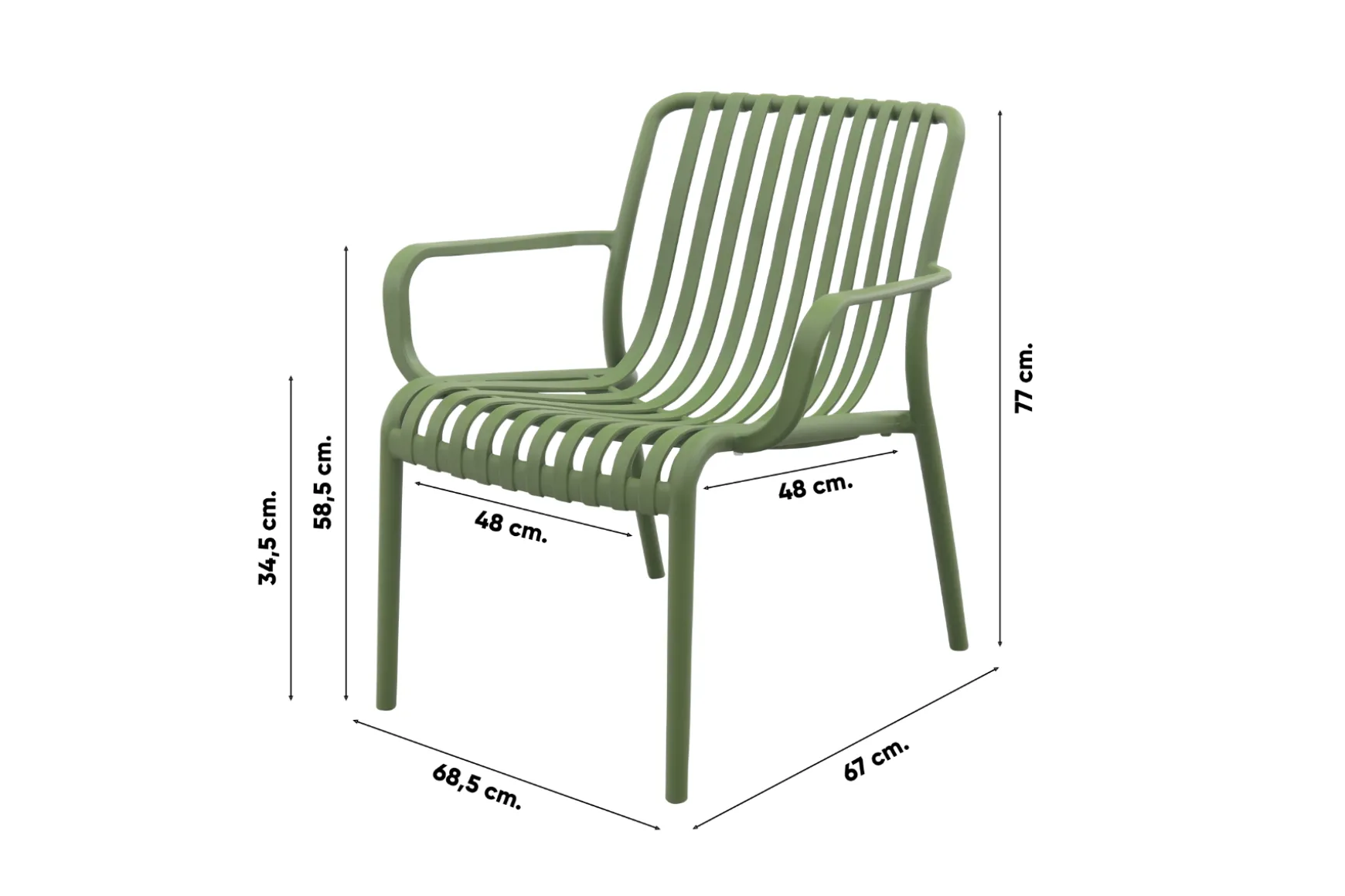 Stripe/Velora loungestoelen set (3-delig) - Mosgroen/Royal grey