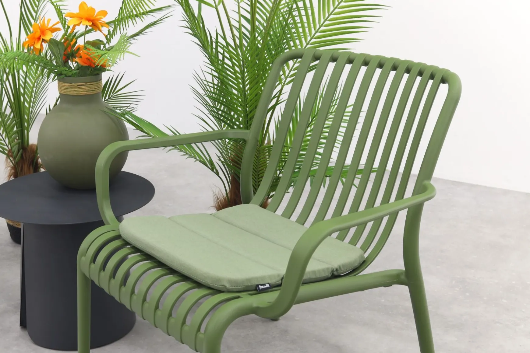 Stripe/Velora loungestoelen set (3-delig) - Mosgroen/Royal grey