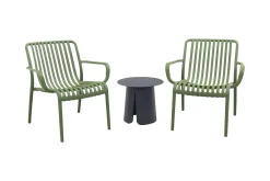 Stripe/Velora loungestoelen set (3-delig) - Mosgroen/Royal grey