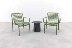 Stripe/Velora loungestoelen set (3-delig) - Mosgroen/Royal grey