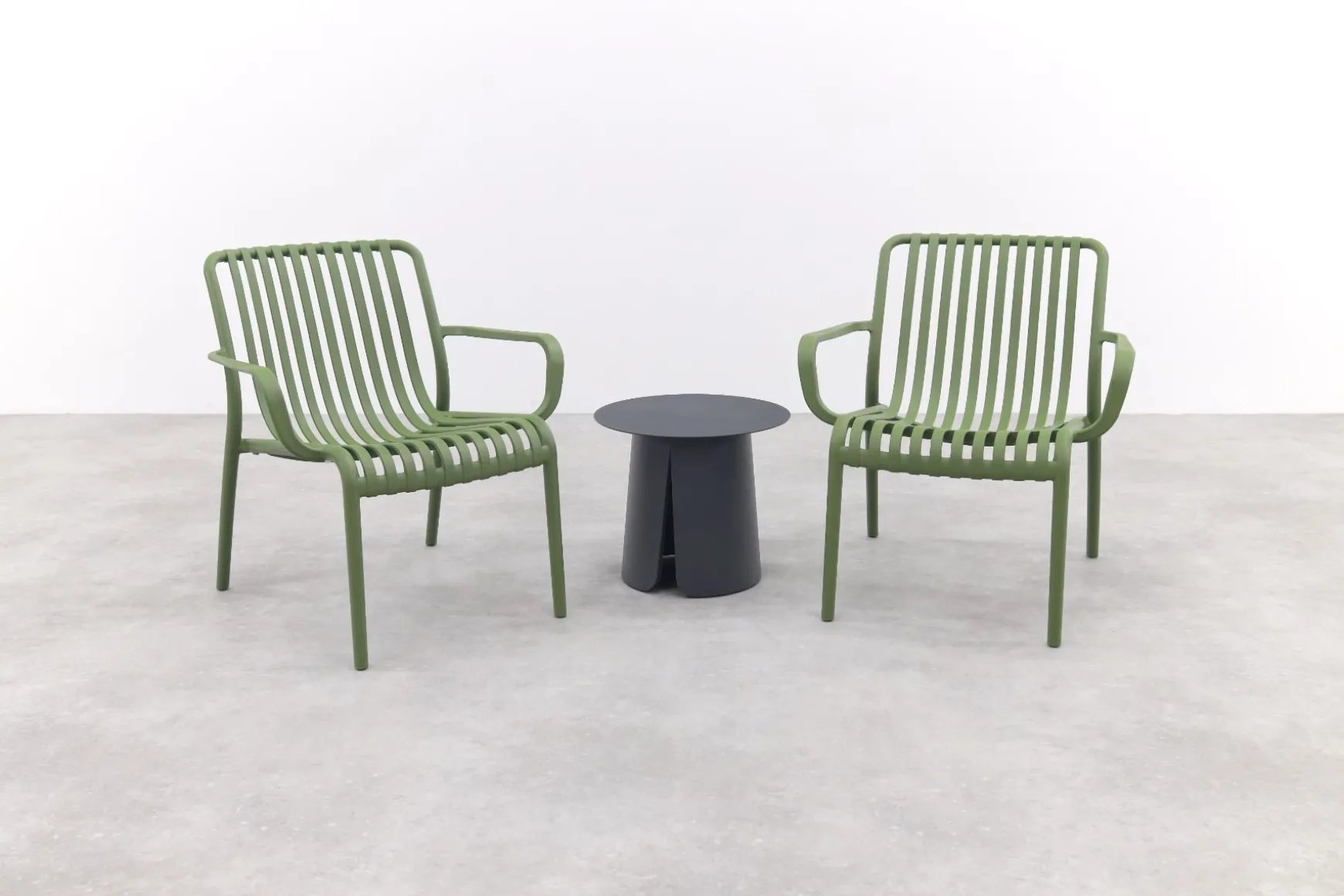 Stripe/Velora loungestoelen set (3-delig) - Mosgroen/Royal grey