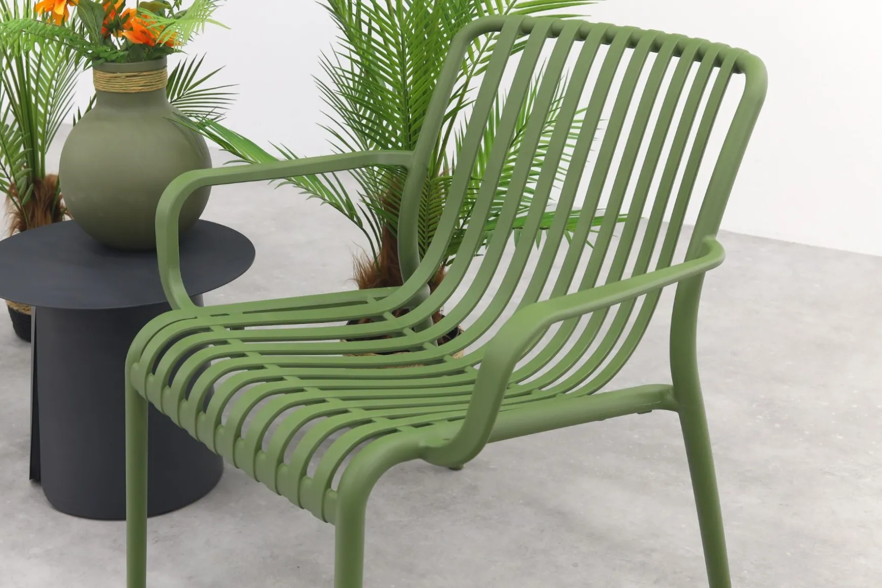 Stripe/Velora loungestoelen set (3-delig) - Mosgroen/Royal grey
