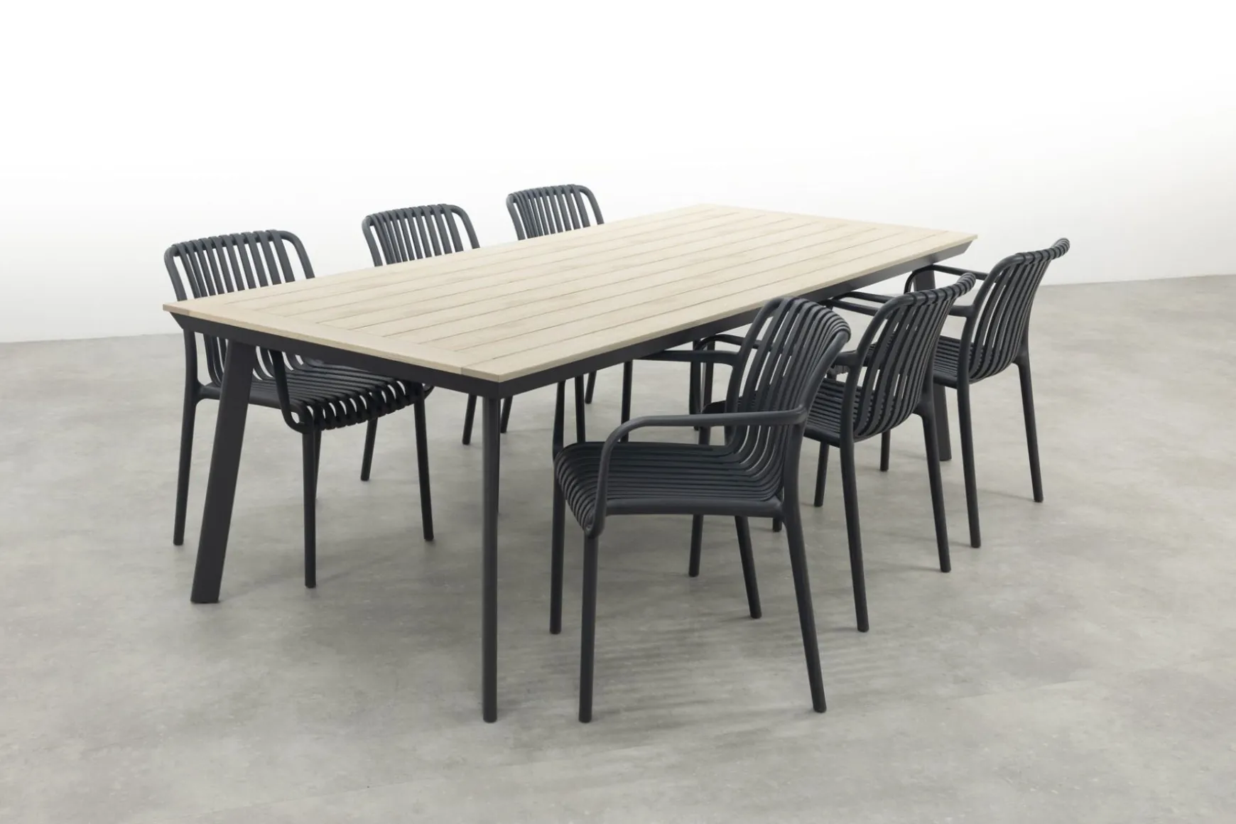Stripe/Vigo 230 cm. stapelbare tuinset 7-delig