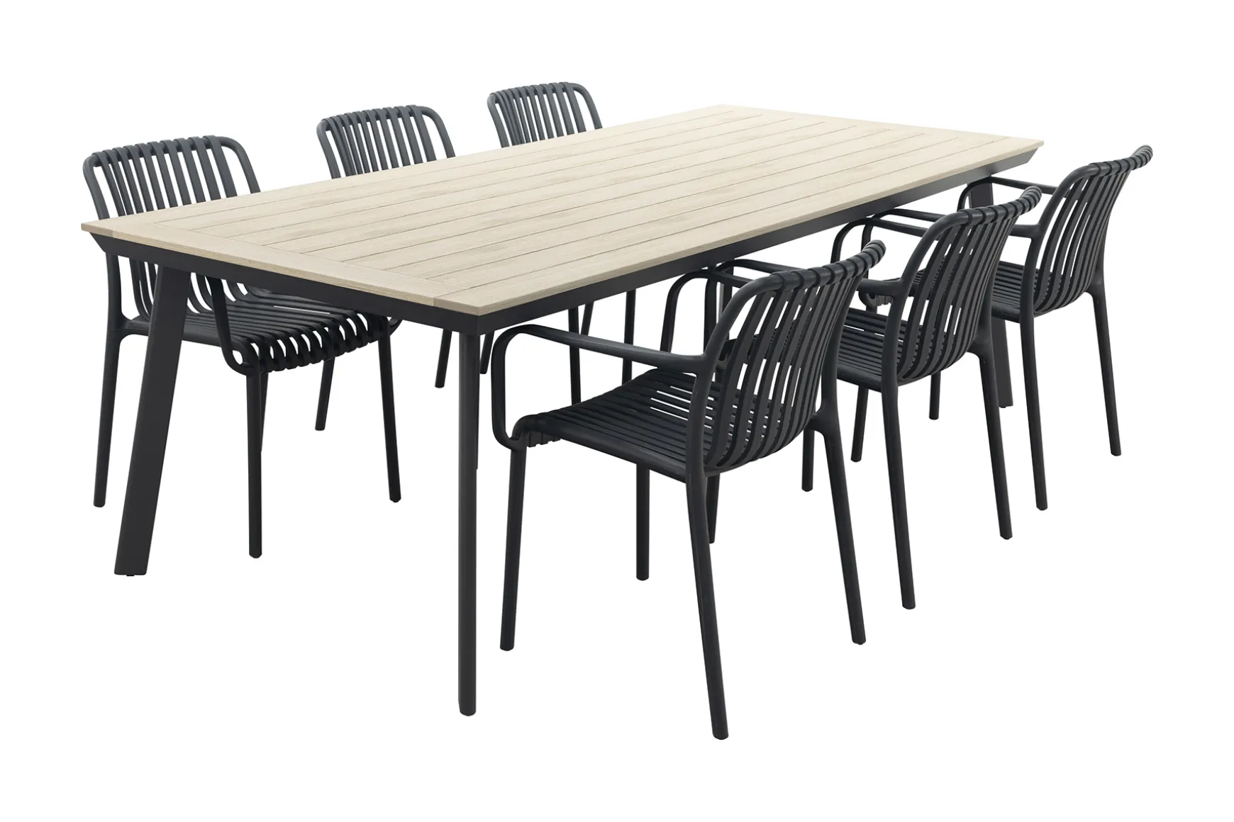 Stripe/Vigo 230 cm. stapelbare tuinset 7-delig