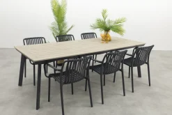 Stripe/Vigo 230 cm. stapelbare tuinset 7-delig
