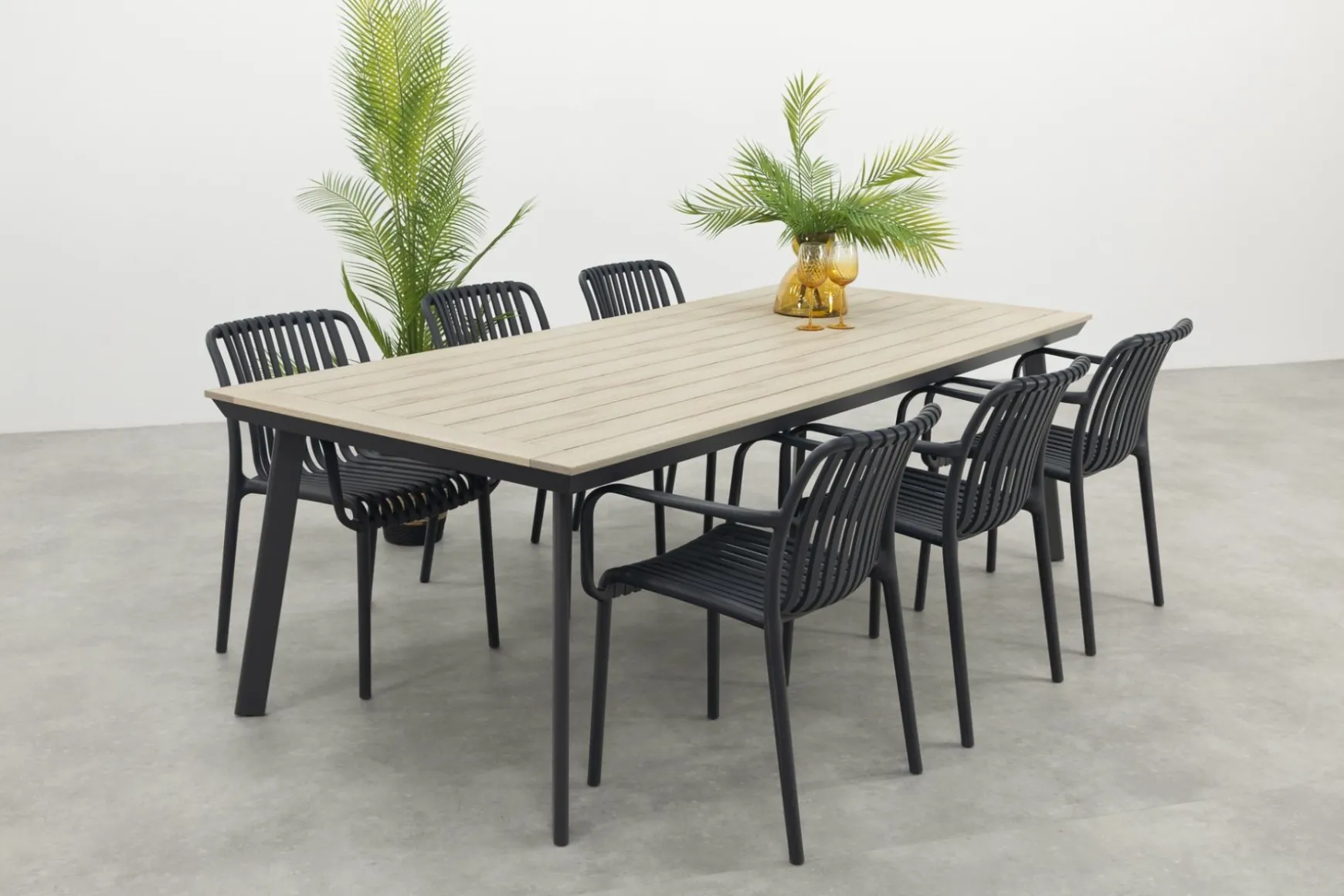Stripe/Vigo 230 cm. stapelbare tuinset 7-delig
