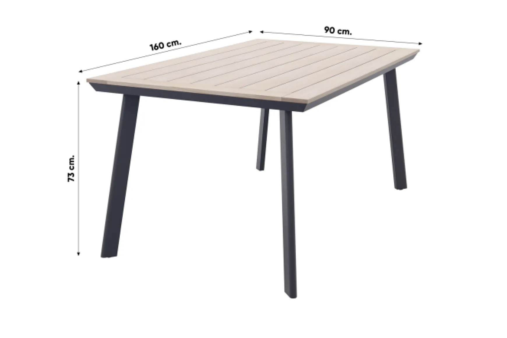 Stripe/Vigo 160x90 cm. stapelbare tuinset 5-delig