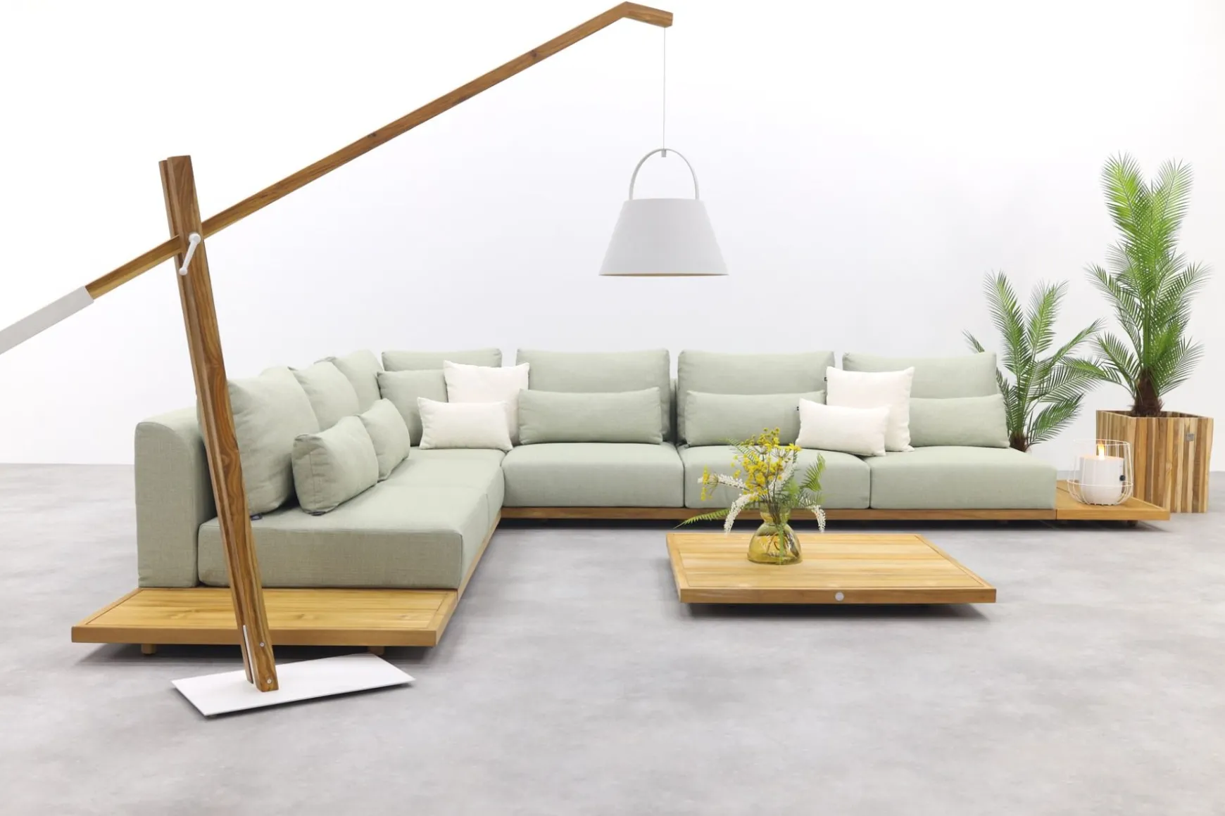 Suns Aspen loungeset - Soft green - Enkele loungetafel