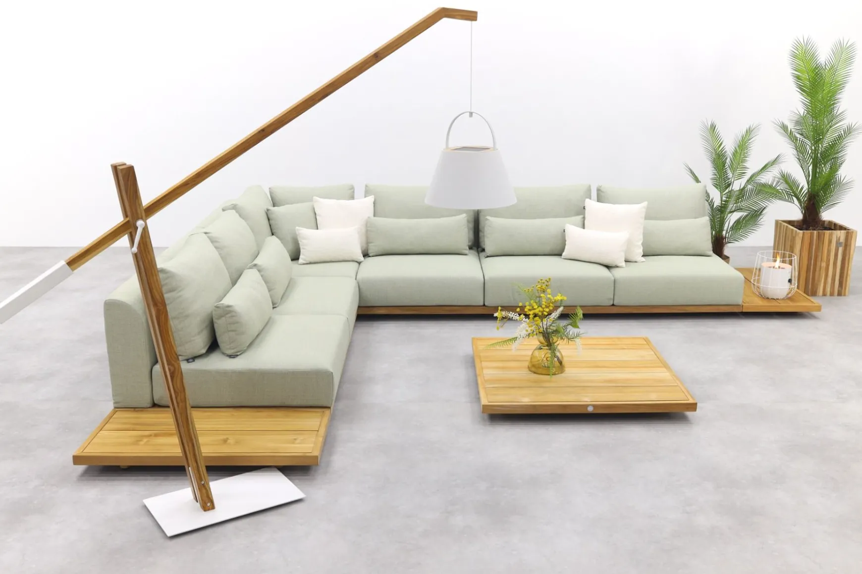 Suns Aspen loungeset - Soft green - Enkele loungetafel
