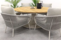 Suns Dolce/Grado low dining ronde 6-persoons tuinset - Zand/Teak
