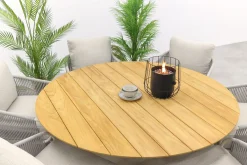 Suns Dolce/Grado low dining ronde 6-persoons tuinset - Zand/Teak
