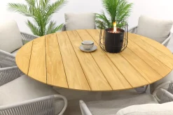 Suns Dolce/Grado low dining ronde 6-persoons tuinset - Zand/Teak