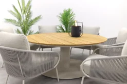 Suns Dolce/Grado low dining ronde 6-persoons tuinset - Zand/Teak