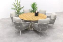 Suns Dolce/Grado low dining ronde 6-persoons tuinset - Zand/Teak