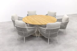 Suns Dolce/Grado low dining ronde 6-persoons tuinset - Zand/Teak