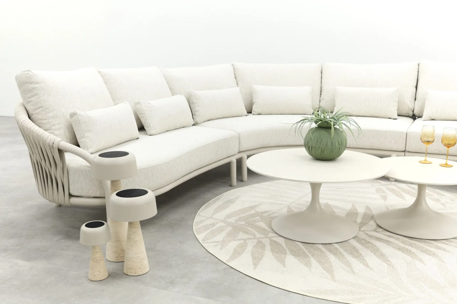 Suns Feroli/Nova organische hoekbank loungeset incl. middenelement - Camel Sand/Rope