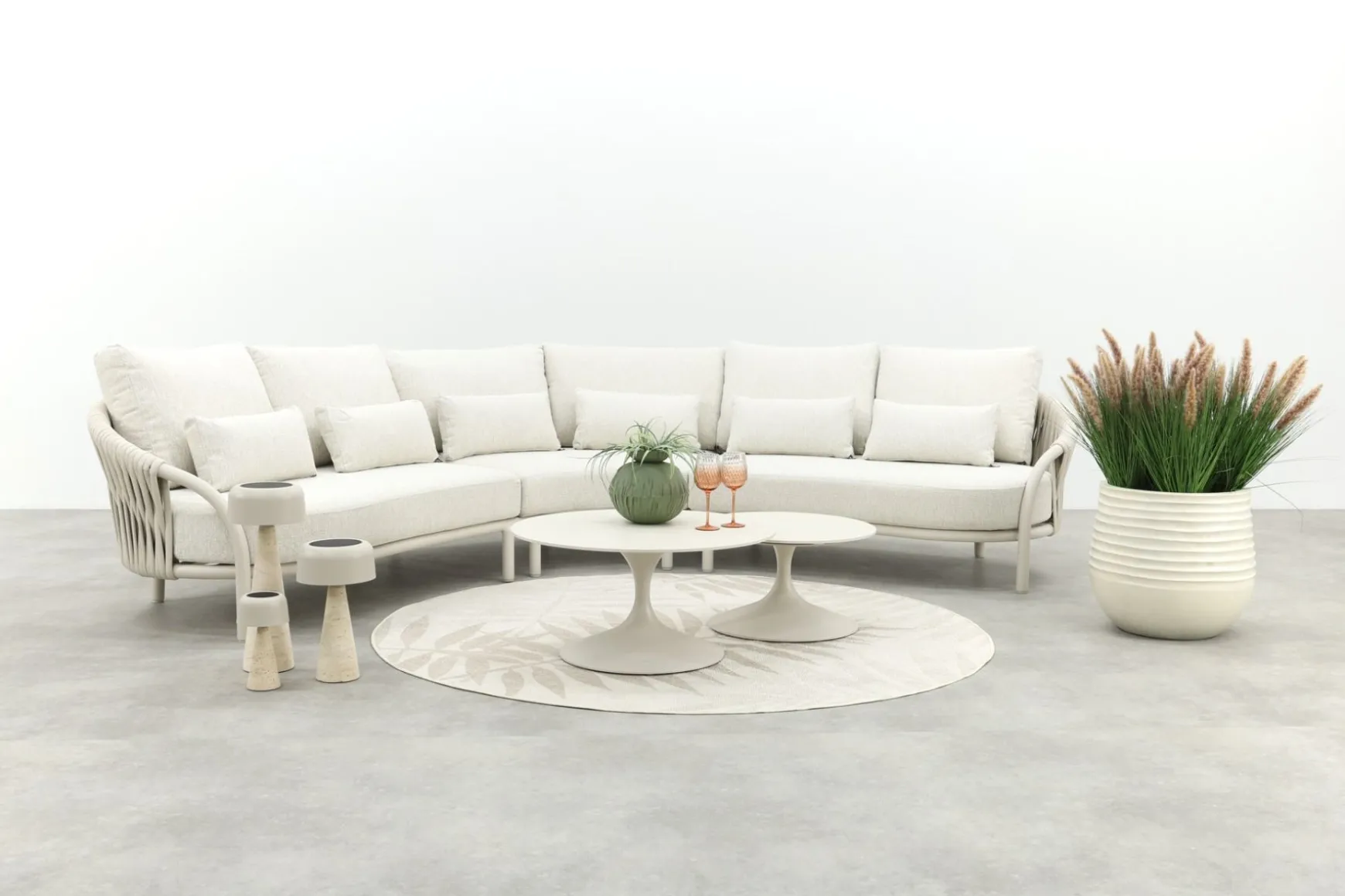 Suns Feroli/Nova organische hoekbank loungeset - Camel Sand/Rope