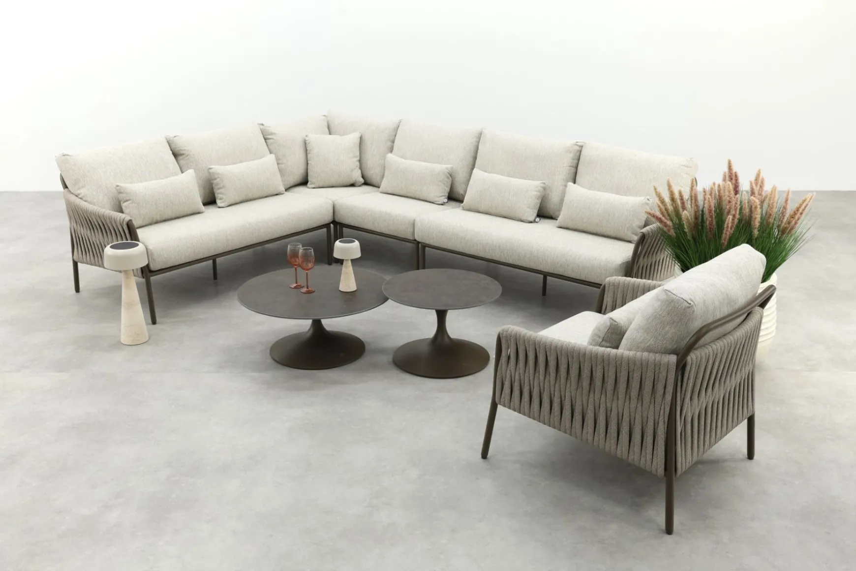 Suns Fiavè/Nova lounge hoekbank incl. middenelement - Rope/Brons