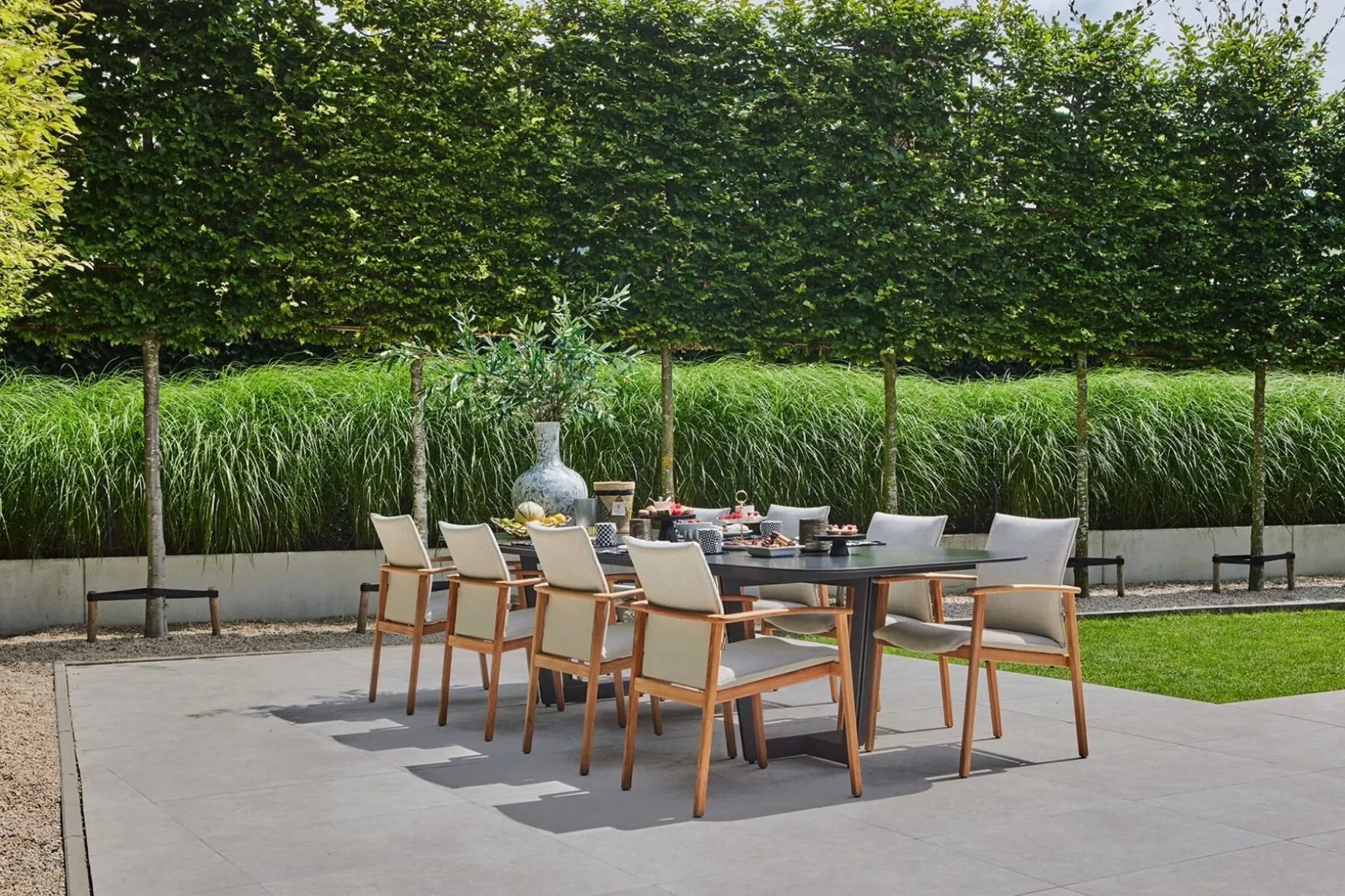 Suns Florine stapelbare dining tuinstoel - Taupe/Teak - Op=Op