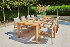 Suns Florine stapelbare dining tuinstoel - Taupe/Teak - Op=Op