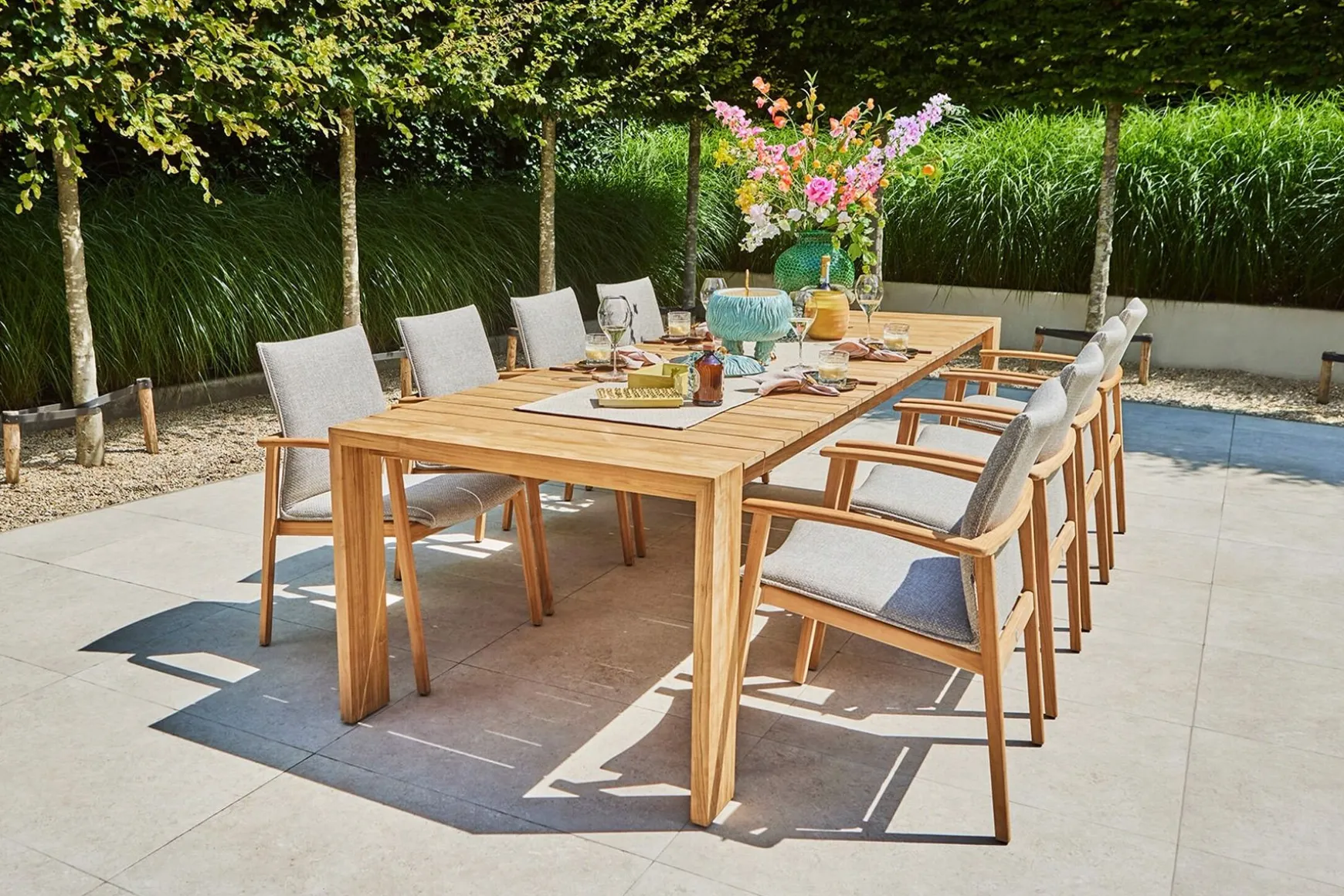 Suns Florine stapelbare dining tuinstoel - Taupe/Teak - Op=Op